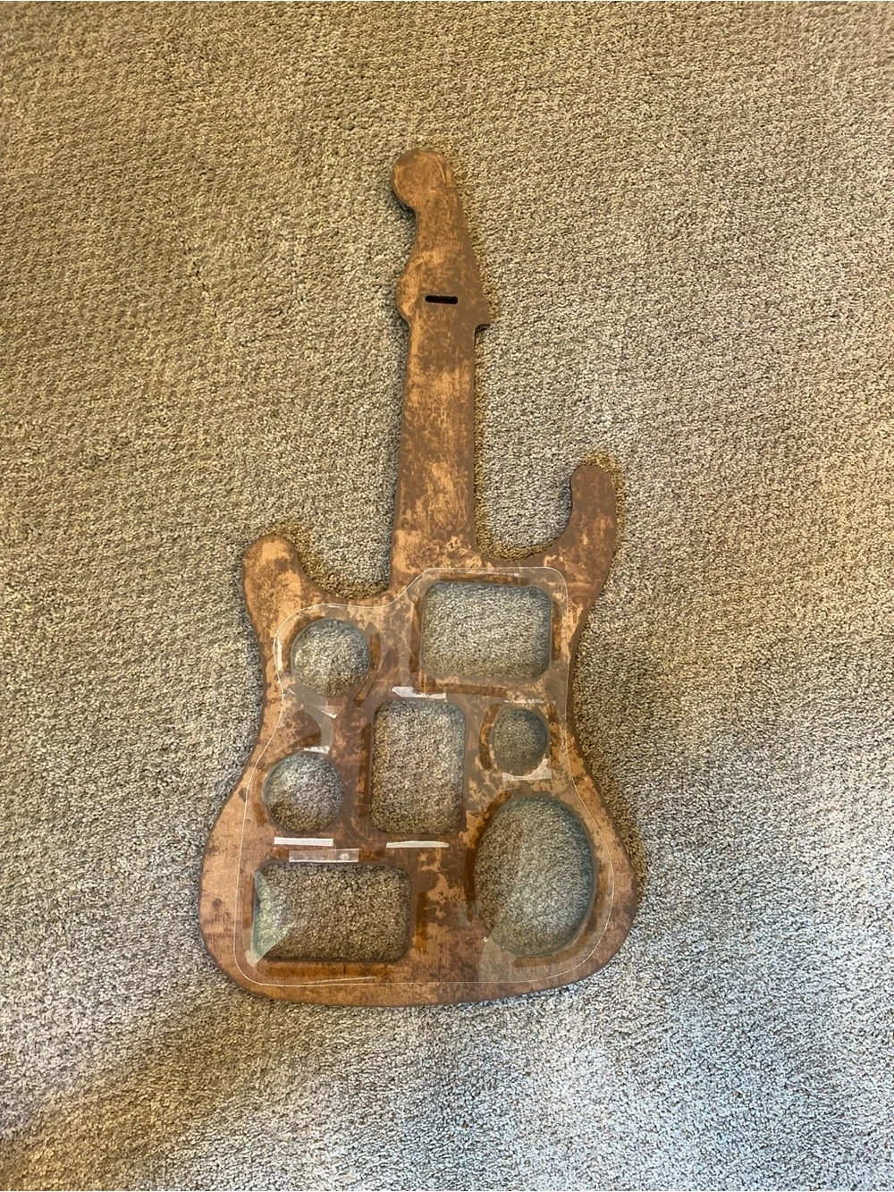 Guitar-Shaped Wood Grain 7 Photo Frame